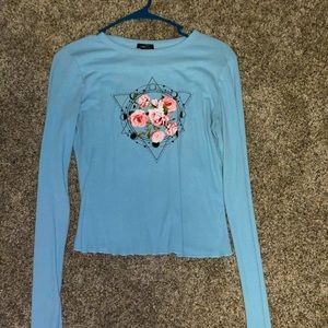 blue long sleeve shirt